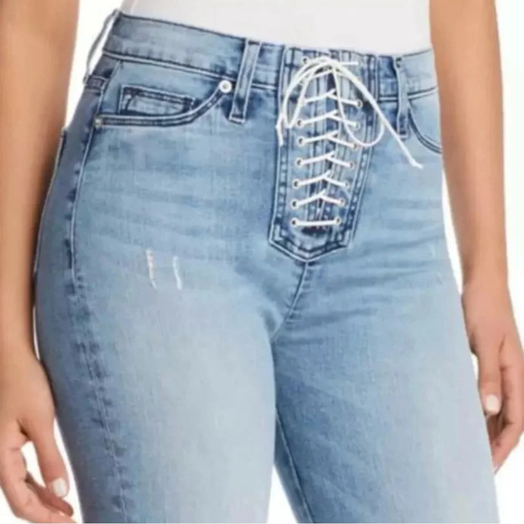 Hudson Jeans Denim - Hudson Bullocks Lace Up High Waist Skinny Stretch Jeans Size 26